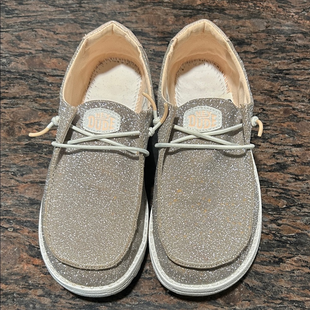 Hey Dude Kids Glitter Sneakers - Tan